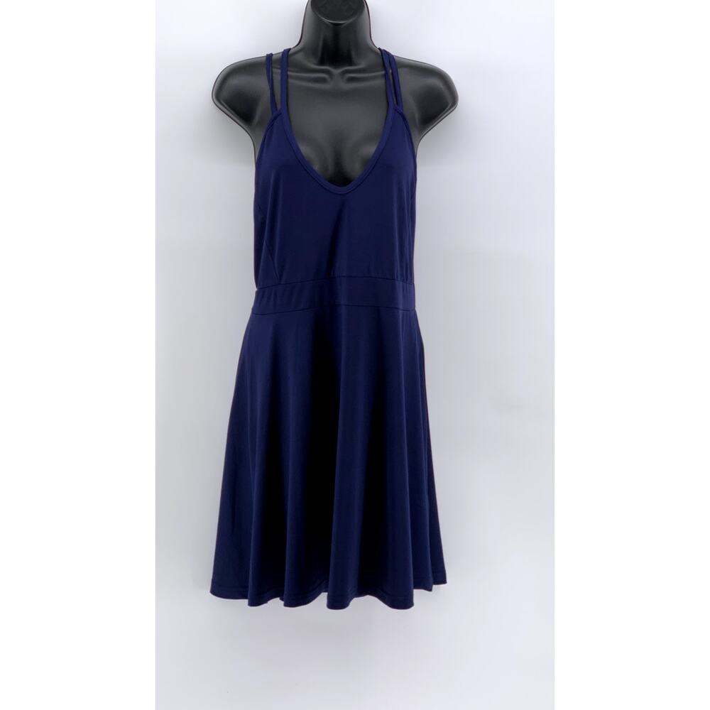 SHEIN CURVE Women's Dark Blue V-Neck A-Line Dress SZ 1XL